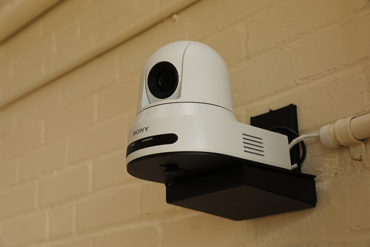 Sony PTZ camera on wall mount
